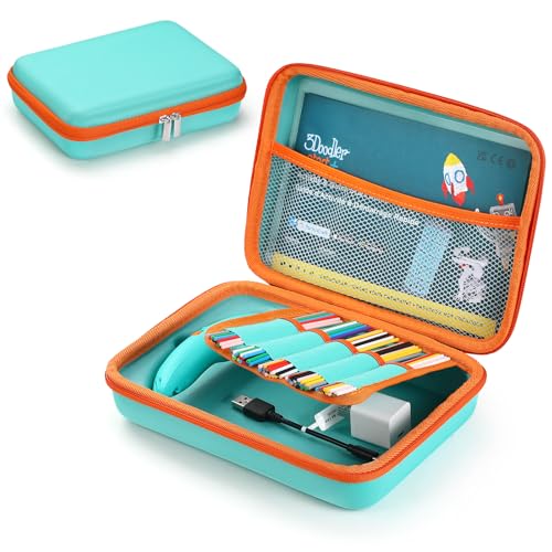 UMavlesFrd Tasche Kompatibel mit 3Doodler 3D-Stift für Kinder, Aufbewahrungsorganizer Halter zum Drucken Filament Refill und Micro-USB Ladegerät (Nur Tasche) (Grün) von UMavlesFrd