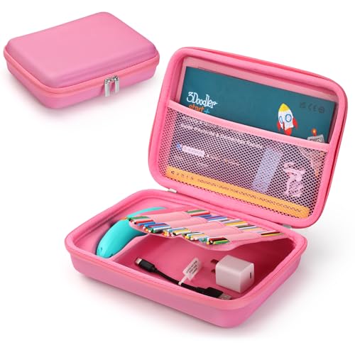 UMavlesFrd Tasche Kompatibel mit 3Doodler 3D-Stift für Kinder, Aufbewahrungsorganizer Halter zum Drucken Filament Refill und Micro-USB Ladegerät (Nur Tasche) (Rosa) von UMavlesFrd