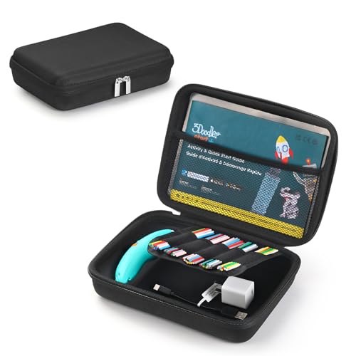 UMavlesFrd Tasche Kompatibel mit 3Doodler 3D-Stift für Kinder, Aufbewahrungsorganizer Halter zum Drucken Filament Refill und Micro-USB Ladegerät (Nur Tasche) (Schwarz) von UMavlesFrd