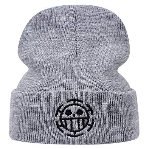 UMiCHOi One Piece Beanie Hat Anime Cap Skull Skelett Hat, Rundes Skelett grau von UMiCHOi