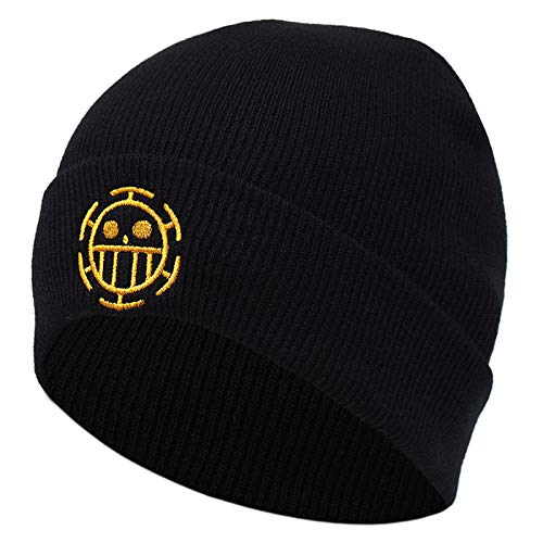 UMiCHOi One Piece Beanie Mütze Anime Cap Skull Skelett Hut, Rundes Skelett schwarz gold, von UMiCHOi