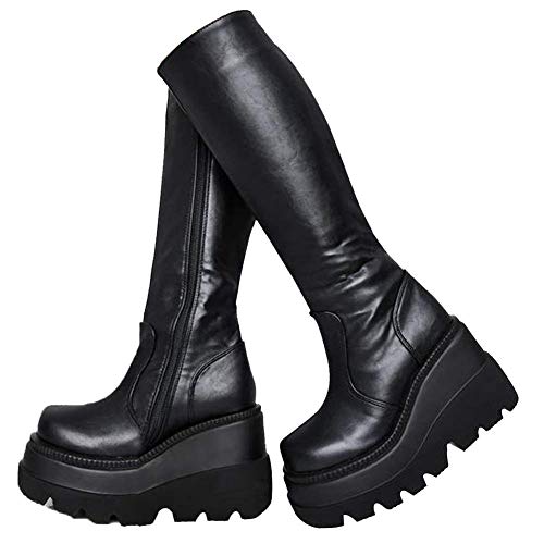 UMore Stiefel Damen Overknee Stiefel Plattform Stiefel Keilabsatz Plateau Thigh High Boots Damen Stiefel Winter Langschaftstiefel Lange Röhre Overknee-Stiefel von UMore