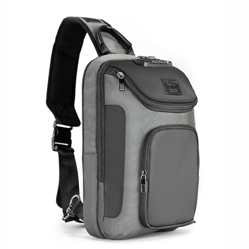 Sling Bag, Umhängetasche mit Diebstahlschutz Für Herren, Wasserdichte Schultertasche mit Mehreren Taschen Für Reisen, Freizeit, Sport (Grau) von UMydeal