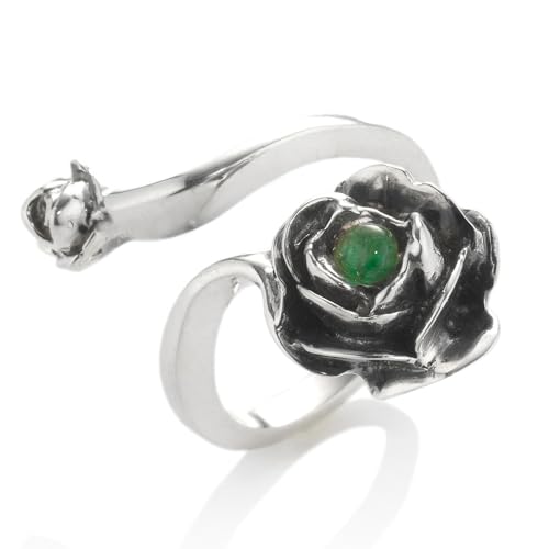 UNALOE SEDUCENTI EMOZIONI – Verstellbarer Damenring aus 925er Sterling Silber mit Rose und Edelsteinen – Smaragd, Rubin, Saphir – Eleganter Schmuck von UNALOE SEDUCENTI EMOZIONI