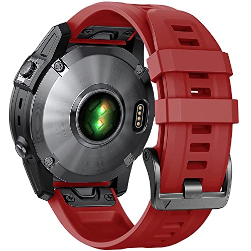 UNCASO 26 x 22 mm offizielle Schraubschnalle, Uhrenarmband für Garmin Fenix 6 7 935 Epix Silikon Easyfit Armband für Fenix 7X 6X 5X Watch, 22 mm, Achat von UNCASO