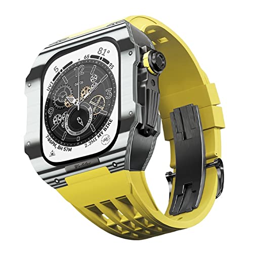 UNCASO Gummi-Uhrenarmband mit Kohlefaser-Gehäuse, kompatibel mit Apple Watch Serie 8, 7, 44, 45 mm, Kohlefaser-Gehäuse, robuster Schutz, luxuriöses Armband, Upgrade- und Ersatz-Set, 45 mm, Achat von UNCASO