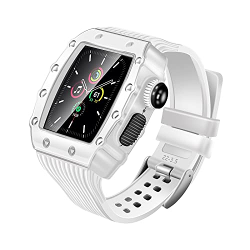 UNCASO Luxuriöses Metallgehäuse für Apple Watch Serie 8, 41 mm, 45 mm, Gummi-Armband-Modifikationsset für iWatch 8, 7, 6, 5, 4, SE, 40 mm, 44 mm, 44MM, Achat von UNCASO