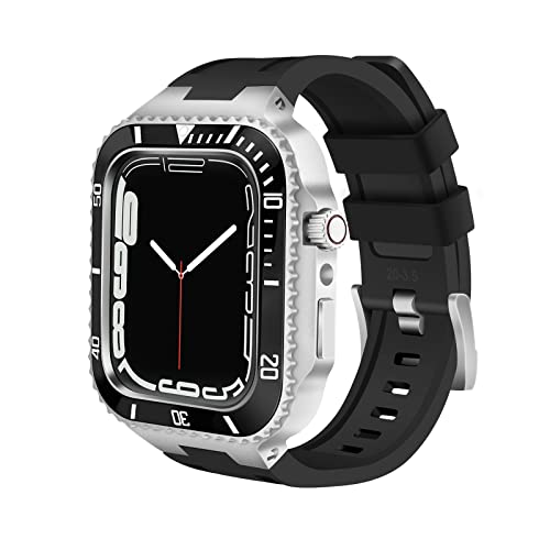 UNCASO Luxus-Mod-Kit für Apple Watch 8, 7, 45 mm, Metall-Lünettenabdeckung für iWatch Serie 6, SE, 5, 4, Silikonband, Stahlgehäuse, Refit-Set, 44mm For 6/5/4/SE, Achat von UNCASO