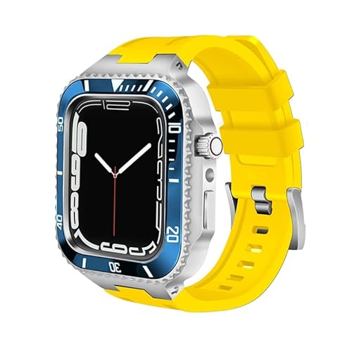 UNCASO Luxus-Mod-Kit für Apple Watch 8, 7, 45 mm, Metall-Lünettenabdeckung für iWatch Serie 6, SE, 5, 4, Silikonband, Stahlgehäuse, Refit-Set, 45mm For 8/7, Achat von UNCASO