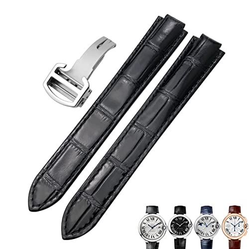 UNCASO Uhrenarmband aus echtem Leder, 16 mm, 18 mm, 20 mm, schwarz, blau, braun, Faltschnalle, Uhrenarmbänder für Cartier Tank Solo Blue Ballon, 14 mm, Achat von UNCASO