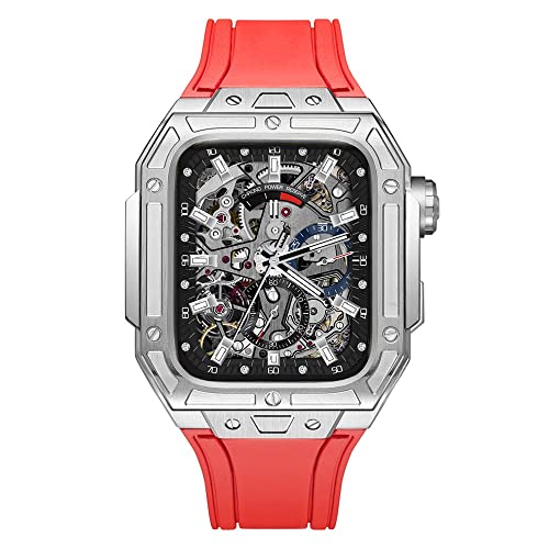 UNCASO Uhrengehäuse für Apple Watch 6, 5, 4, SE, 44 mm, Luxus-Modifikationsset, für iWatch 6, 5, 4, SE-Serie, 44 mm, Fluorkautschukband mit Werkzeug, 44mm, Achat von UNCASO