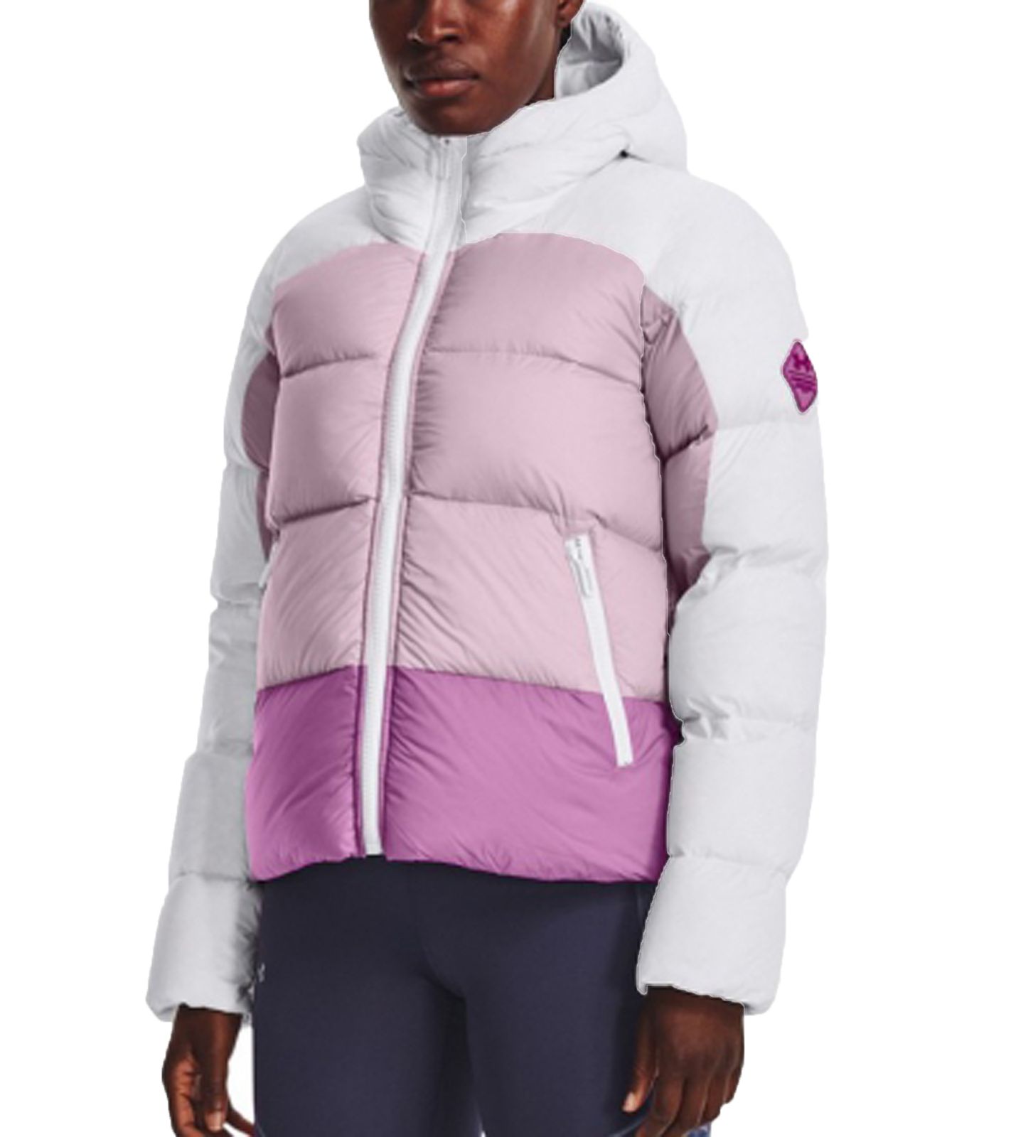 UNDER ARMOUR CGI Down Blocked Daunen-Jacke warme Damen Winter-Jacke mit 700er Allied Entendaunen-Isolierung atmungsaktiv und wasserabweisend 1372645 100 Weiß/Rosa/Pink von UNDER ARMOUR