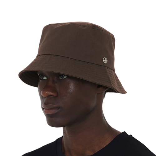 UNDERCONTROL Extra Large Oversized Bucket Hat for Big Head Side Steel Label Cotton Unisex Plus Size Korean UV Protect Sun Hat (Brown) von UNDERCONTROL