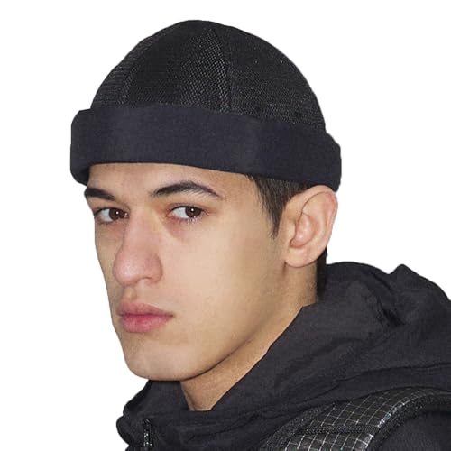 UNDERCONTROL Krempenlose Matrosen-Fischermütze Leon Nylon Supplex UPF 40 Sommer-Netzmütze mit gerolltem Umschlag, ohne Visier, Harbor Docker Tactical Buckle Beanie Skull Cap (Schwarz) von UNDERCONTROL