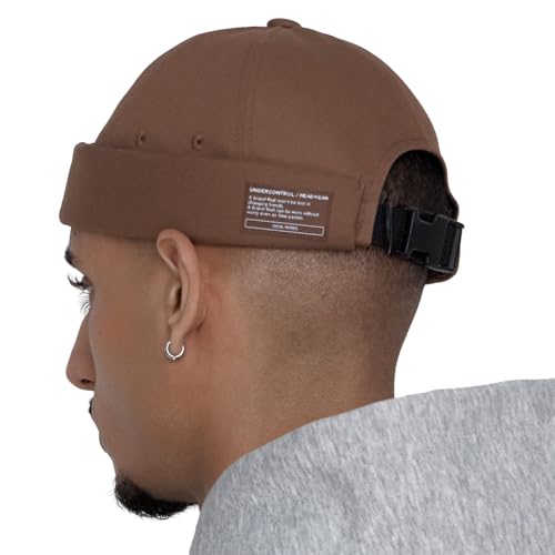 UNDERCONTROL Krempenlose Matrosen-Fischermütze Leon mit gerolltem Umschlag, Harbour ohne Visier, Miki-Totenkopf-Docker-Beanie, Trawler-Taktikring-Kappe für Damen und Herren (braun) von UNDERCONTROL