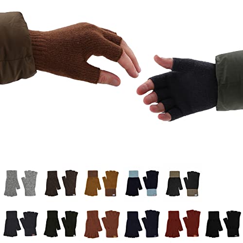 UNDERCONTROL Logo-Label Unisex Herbst Winter Outdoor Einfarbig Dehnbar Strick Fingerlos Halbfingerwärmer Touchscreen Tippen SMS Freizeithandschuhe Fäustlinge Handwärmer Korea (Hellgrau) von UNDERCONTROL