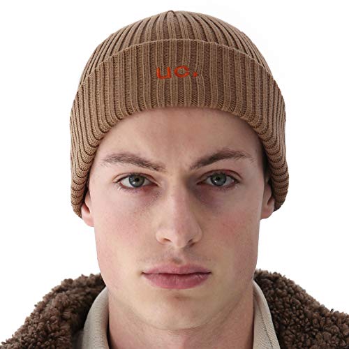UNDERCONTROL Winter Fisherman Trawler Rib Beanie Free Herren Damen Unisex Stilvolle atmungsaktive einfarbige Totenkopfmütze Dehnbare Uhr Rolled Cuff Cap (Rib Loose Brown) von UNDERCONTROL