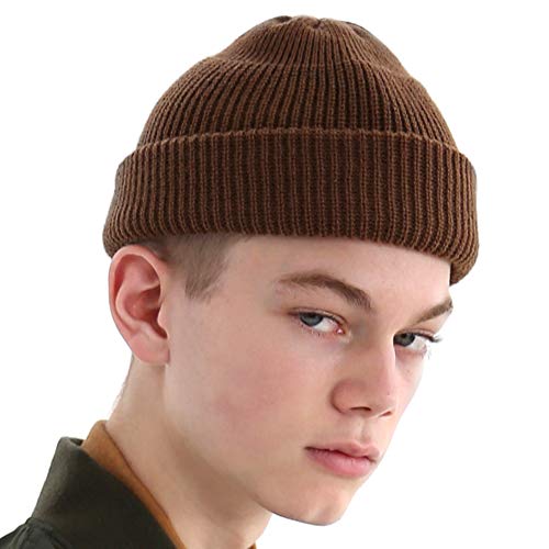 UNDERCONTROL Winter Trawler Fisherman Beanie Herren Damen Unisex Stylische einfarbige Docker-Totenkopfmütze zum Aufrollen, Uhrenkappe, Farbpaket (Braun) von UNDERCONTROL