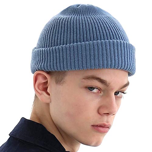 UNDERCONTROL Winter Trawler Fisherman Beanie Herren Damen Unisex Stylische einfarbige Docker-Totenkopfmütze zum Aufrollen, Uhrenkappe, Farbpaket (Himmelblau) von UNDERCONTROL