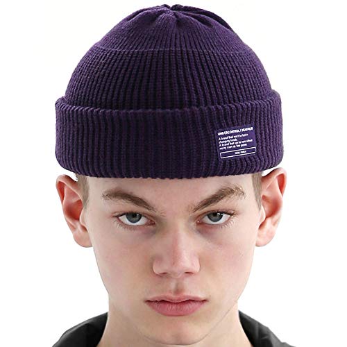 UNDERCONTROL Winter Trawler Fisherman Beanie Herren Damen Unisex Stylische einfarbige Docker-Totenkopfmütze zum Aufrollen, Uhrenkappe, Farbpaket (Lila) von UNDERCONTROL
