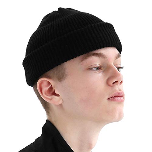 UNDERCONTROL Winter Trawler Fisherman Beanie Herren Damen Unisex Stylische einfarbige Docker-Totenkopfmütze zum Aufrollen, Uhrenkappe, Farbpaket (Schwarz) von UNDERCONTROL
