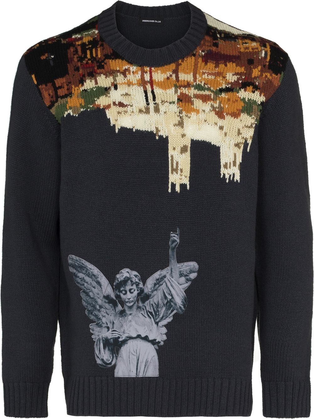 Undercover Intarsien-Pullover mit Skulptur-Print - Blau von Undercover