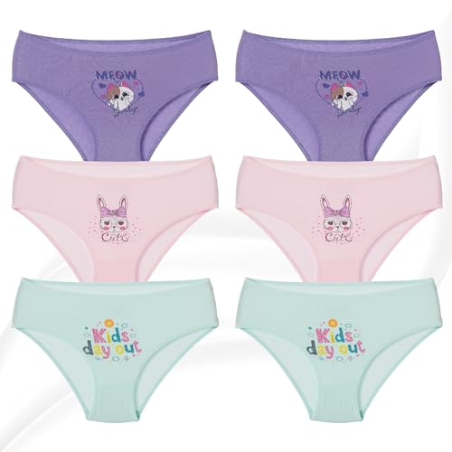 UNDEREA Briefs Mädchen Unterhosen 6 Packung Bequeme Slips mädchen Baumwolle (DE/NL/SE/PL, Alter, 3 Jahre, 4 Jahre, Regular, Design-1) von UNDEREA