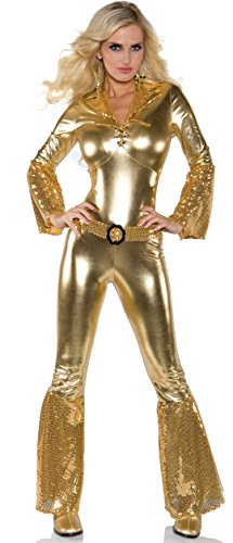 UNDERWRAPS Costumes Damen Gold Metallic Jumpsuit Kostüm - Disco Diva, gold, Medium von UNDERWRAPS