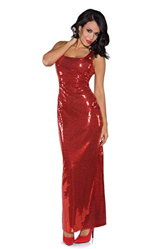 UNDERWRAPS Damen Sexy Pailletten Kostüm Langes Kleid, rot, Groß von UNDERWRAPS