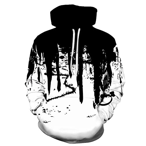 UNDERZY Hoodie Tuschemalerei 3D-Digitaldruck Herren Kapuzenpullover,W2000,M von UNDERZY