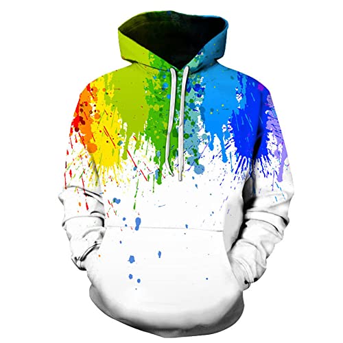 UNDERZY Kapuzenpullover Für Damen Graffiti-Malerei-Kapuzenpullover 3D-Druck Lockerer, Lässiger Pullover-Hoodie Für Männer Und Frauen Im Gleichen Stil,W4112,M von UNDERZY