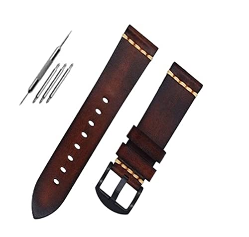 UNDIFY Reloj De Cuero Para Hombre Leder-Nato-Armband 20 mm – 18/19/20/21/22/23/24/26 mm (Uhrenarmbandstifte, Uhrenarmband-Werkzeug) (Color : Brown black buckle, Size : 20MM) von UNDIFY