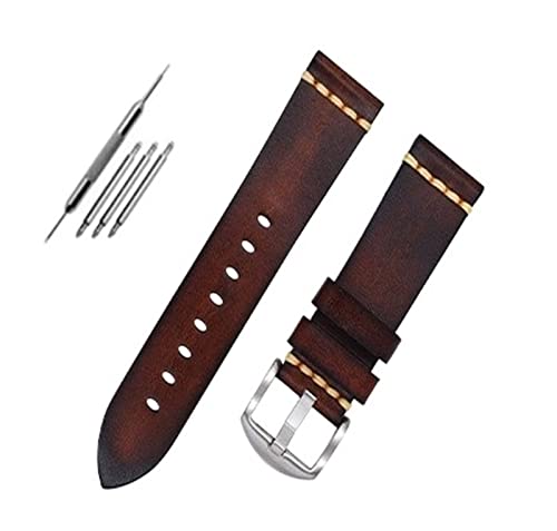 UNDIFY Reloj De Cuero Para Hombre Leder-Nato-Armband 20 mm – 18/19/20/21/22/23/24/26 mm (Uhrenarmbandstifte, Uhrenarmband-Werkzeug) (Color : Brown steel buckle, Size : 18MM) von UNDIFY