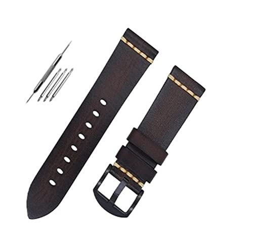 UNDIFY Reloj De Cuero Para Hombre Leder-Nato-Armband 20 mm – 18/19/20/21/22/23/24/26 mm (Uhrenarmbandstifte, Uhrenarmband-Werkzeug) (Color : Dark brown black buckle, Size : 22MM) von UNDIFY