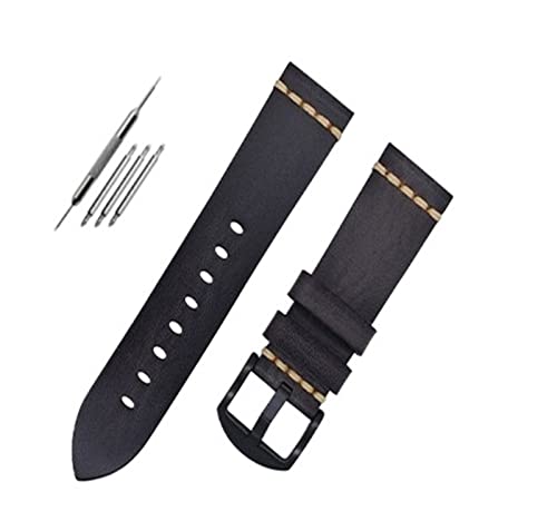 UNDIFY Reloj De Cuero Para Hombre Leder-Nato-Armband 20 mm – 18/19/20/21/22/23/24/26 mm (Uhrenarmbandstifte, Uhrenarmband-Werkzeug) (Color : Gray black buckle, Size : 26MM) von UNDIFY