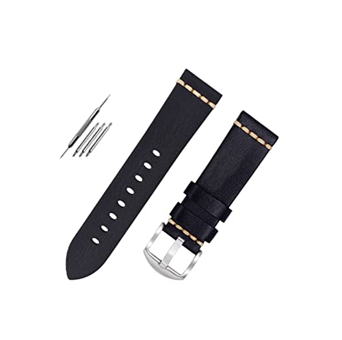 UNDIFY Reloj De Cuero Para Hombre Leder-Nato-Armband 20 mm – 18/19/20/21/22/23/24/26 mm (Uhrenarmbandstifte, Uhrenarmband-Werkzeug) (Color : Gray black steel buckle, Size : 23MM) von UNDIFY