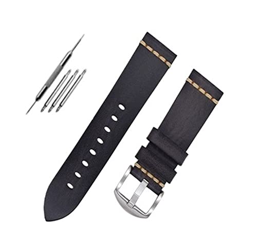 UNDIFY Reloj De Cuero Para Hombre Leder-Nato-Armband 20 mm – 18/19/20/21/22/23/24/26 mm (Uhrenarmbandstifte, Uhrenarmband-Werkzeug) (Color : Gray steel buckle, Size : 22MM) von UNDIFY