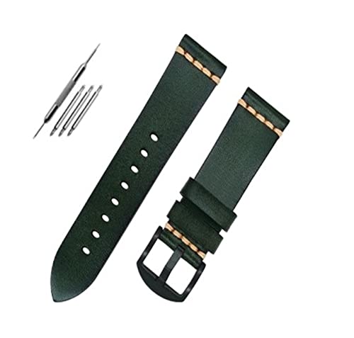 UNDIFY Reloj De Cuero Para Hombre Leder-Nato-Armband 20 mm – 18/19/20/21/22/23/24/26 mm (Uhrenarmbandstifte, Uhrenarmband-Werkzeug) (Color : Green black buckle, Size : 18MM) von UNDIFY