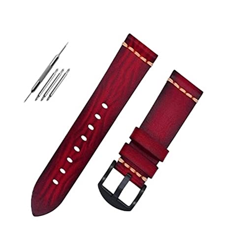 UNDIFY Reloj De Cuero Para Hombre Leder-Nato-Armband 20 mm – 18/19/20/21/22/23/24/26 mm (Uhrenarmbandstifte, Uhrenarmband-Werkzeug) (Color : Red black buckle, Size : 23MM) von UNDIFY