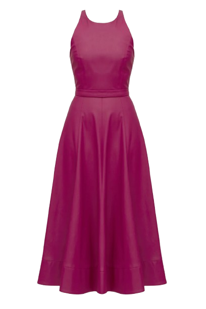 AVALON fuchsia pink faux leather cocktail dress - Pink - XL - UNDRESS - Midi dresses von UNDRESS