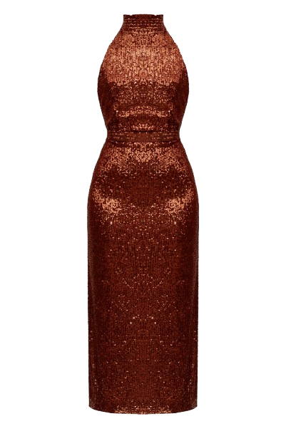 BRIANNA brown sequin bodycon midi dress with turtleneck - Red - L - UNDRESS - Midi dresses BRIANNA brown sequin bodycon midi dress with turtleneck - Red - L - UNDRESS - Midi dresses von UNDRESS