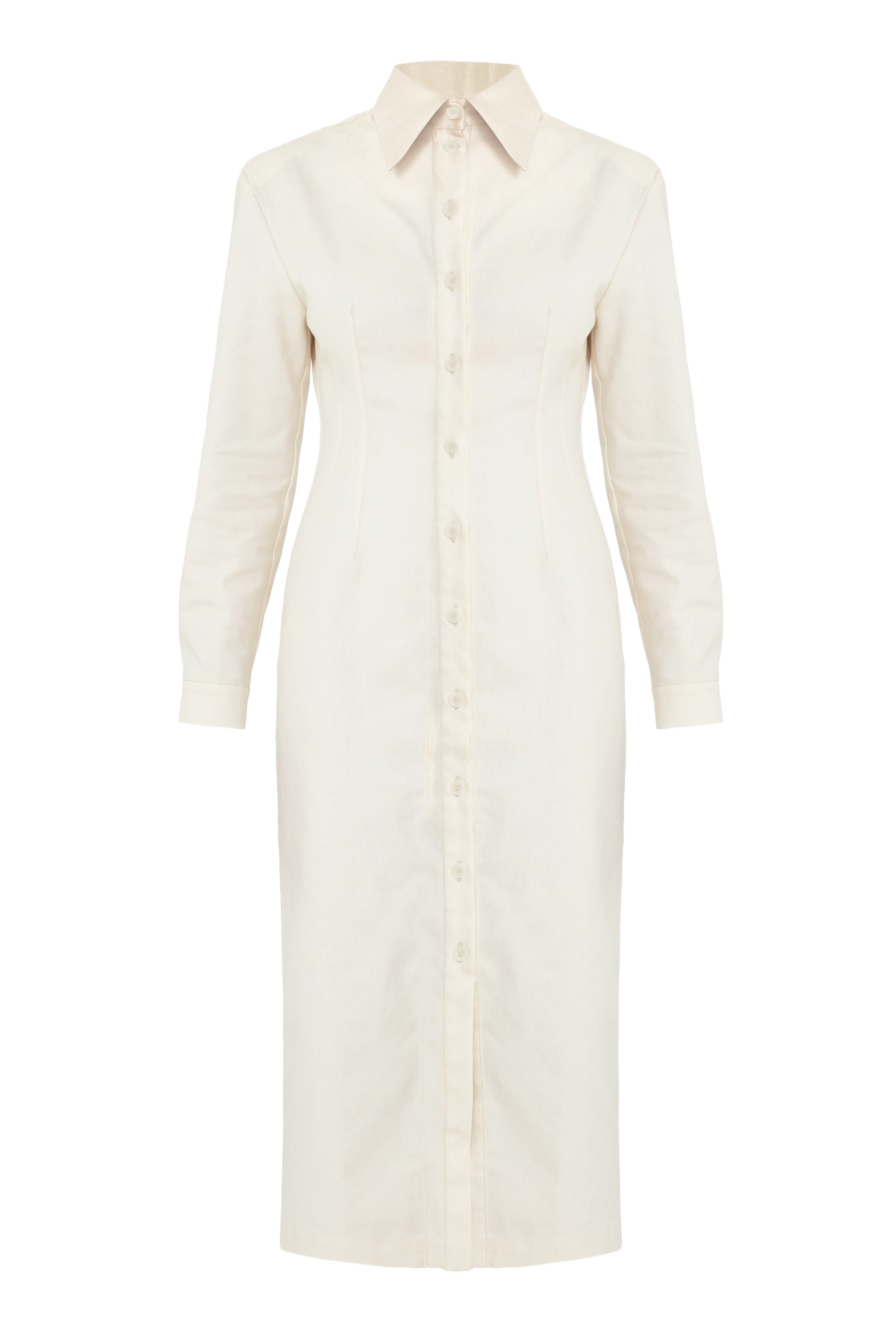 EDITH White Denim Fitted Midi Shirt Dress - White - M - UNDRESS - Midi dresses EDITH White Denim Fitted Midi Shirt Dress - White - M - UNDRESS - Midi dresses von UNDRESS
