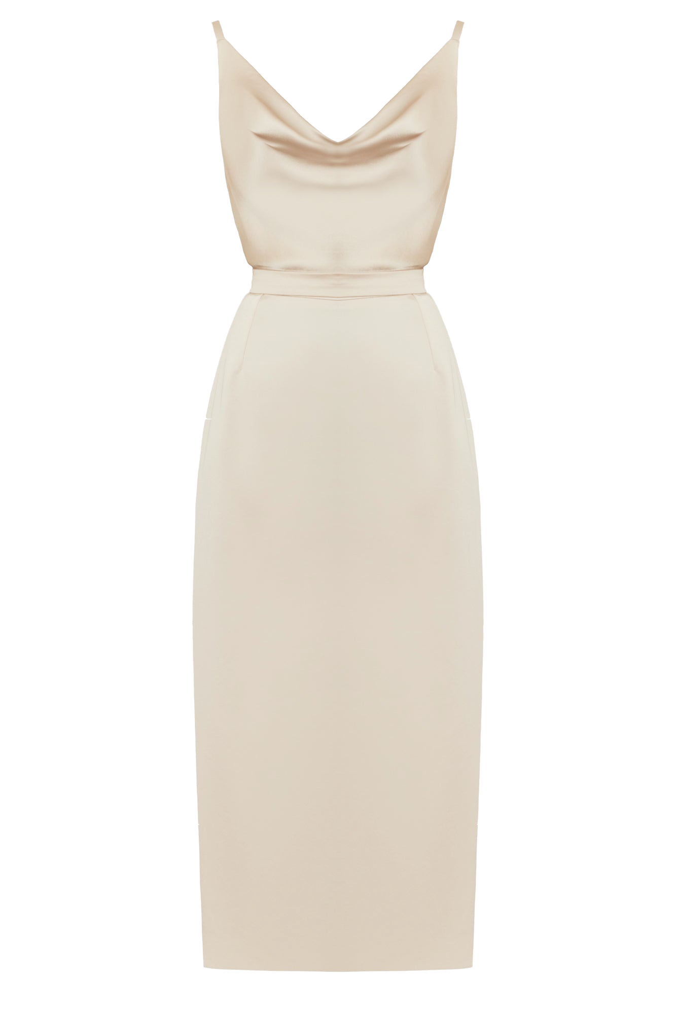 KAMEA champagne satin cocktail dress - Beige - M - UNDRESS - Midi dresses von UNDRESS