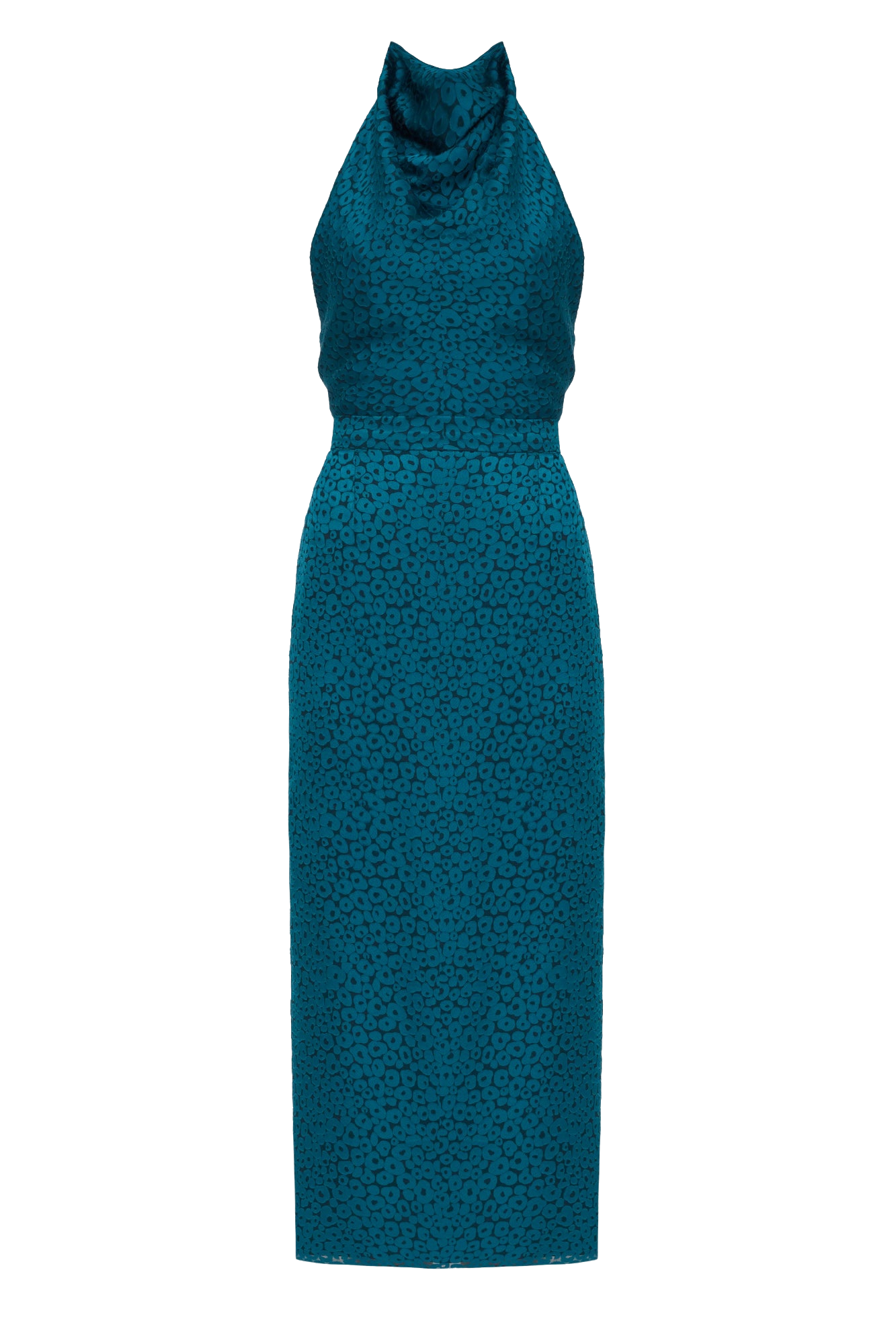UNDRESS | LARA Teal Blue Jacquard Fabric Midi Dress With Cowl Neck | Women's Teal Green Midi dresses UNDRESS | LARA Teal Blue Jacquard Fabric Midi Dress With Cowl Neck | Women's Teal Green Midi dresses von UNDRESS