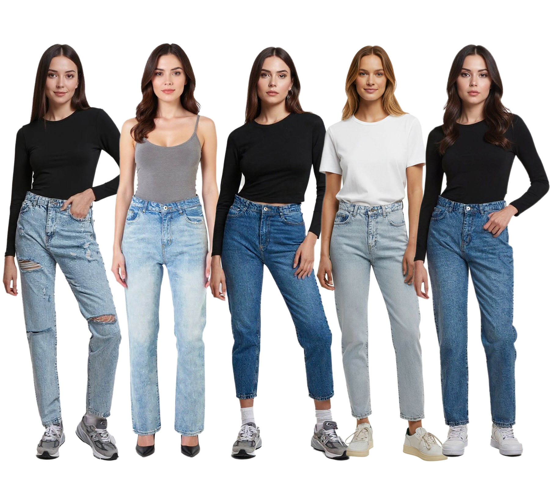 UNEFFECTED Damen Jeans-Hosen in verschiedenen Styles Baumwoll-Hose Denim-Jeans Blau von UNEFFECTED
