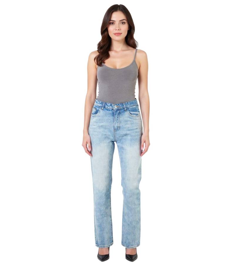 UNEFFECTED Damen Destroyed Denim Straight Fit Jeans Baumwolle eisblau UNEFFECTED Damen Destroyed Denim Straight Fit Jeans Baumwolle eisblau von UNEFFECTED