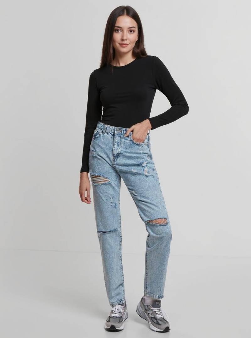 UNEFFECTED Damen Destroyed Straight Fit Jeans Baumwolle eisblau von UNEFFECTED