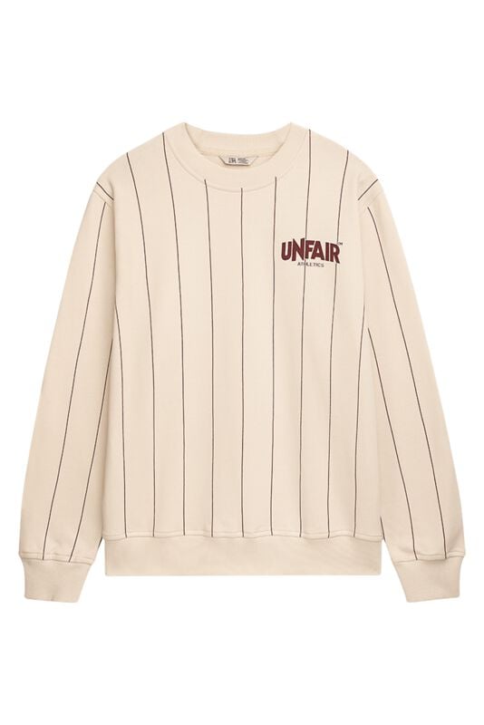 Unfair Athletics Sweatshirt - Classic Label Pinstripes Crewneck Cream - S bis 3XL - für Männer - Größe XXL - beige von UNFAIR ATHLETICS