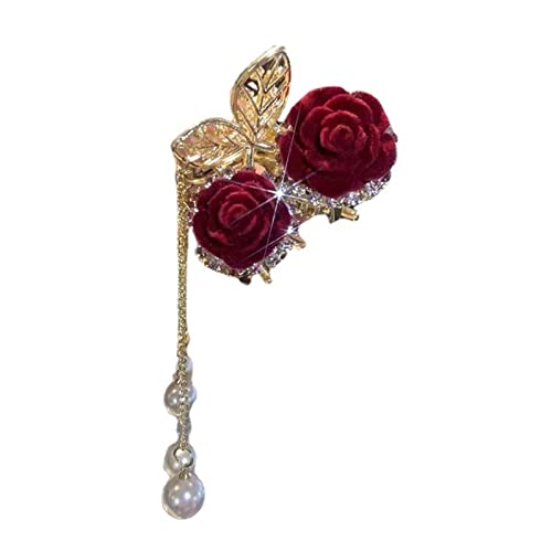 UNFAIRZQ Haarspange mit Rosenmotiv, für Damen, elegante Hochzeitsparty-Haarklammer, Haarklammer für Damen, dünnes Haar, Haarklammer, für Damen, Metall von UNFAIRZQ