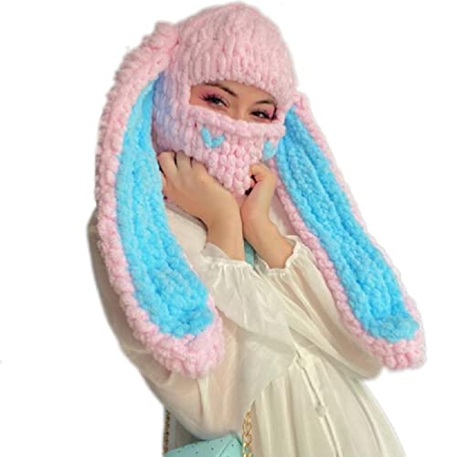 UNFAIRZQ Sturmhaube, Halloween-Sturmhaube, lange Hasenohren, Mütze, lange Ohren, Winter, warm, lustig, Partygeschenk, Halloween-Partyhut von UNFAIRZQ